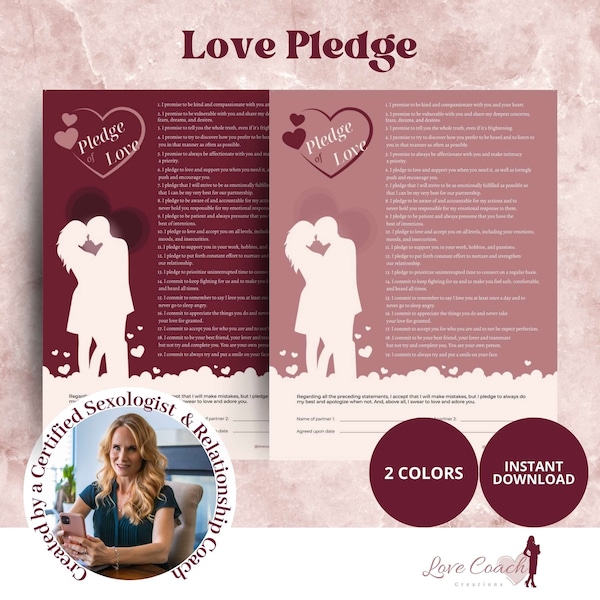 Love Pledge - Solidify your Love/ 2 options/ Couples Commitment/ Couples Gift/ I Love You Gift/Husband/Boyfriend/Girlfriend/Affection