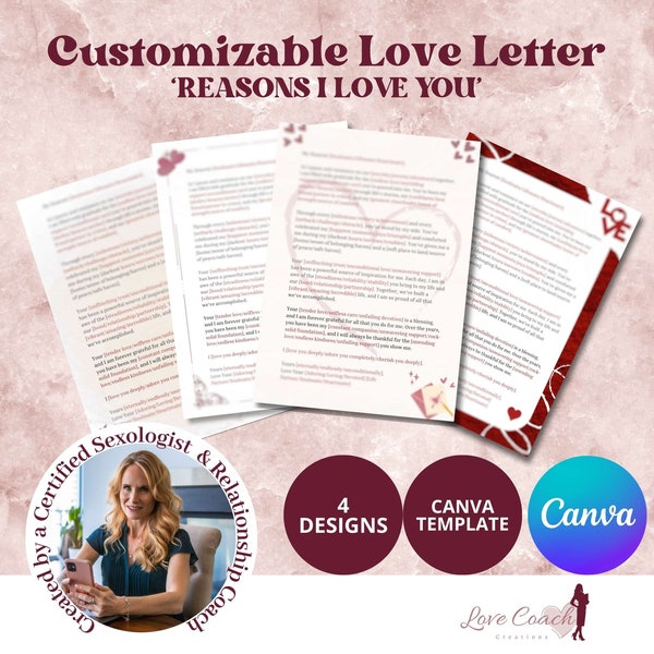 Customized Love Letter, Reasons I love You, Romantic Gift ideas for Husband, Wife, Boyfriend, Girlfriend, Wedding, Anniversary