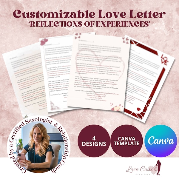 Custom Love Letter Template, Reflection of Experiences, Unique Romantic Gift ideas for Husband Wife Boyfriend Girlfriend Wedding Anniversary