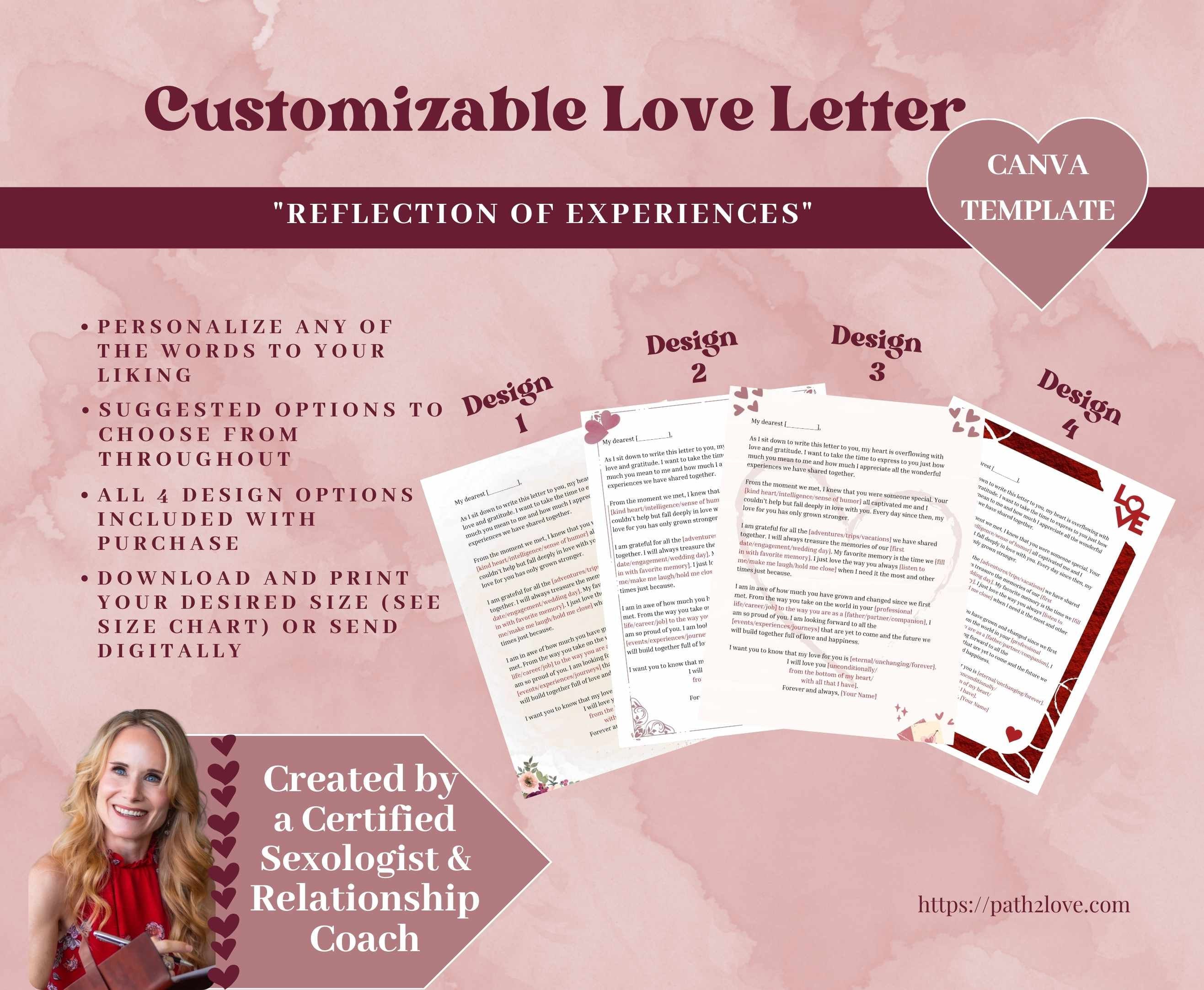 Custom Love Letter Template Reflection of Experiences Unique - Etsy