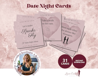 Add Romance to Your Relationship! Date Night Cards, Romantic Ideas for Couples, Valentine's Day, Fun Ideas, Marriage Therapy, Love Advice