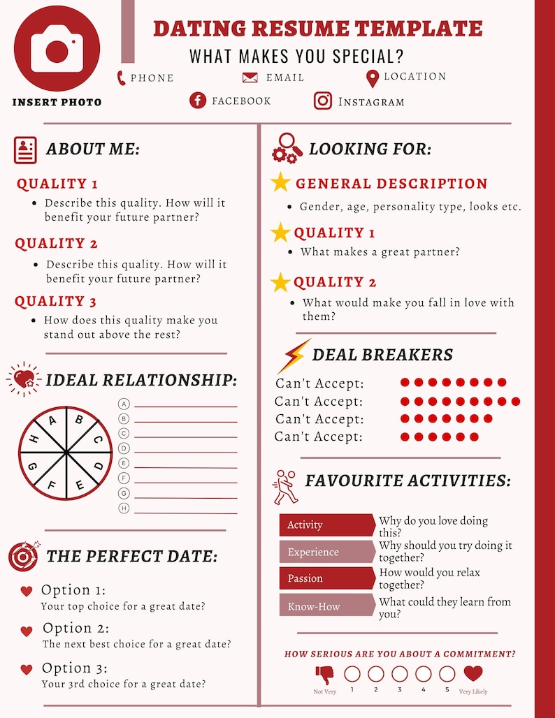Editable Dating Resume Template/find Lasting Love/dating Etsy Editable Dating Resume Template/find Lasting Love/dating Etsy