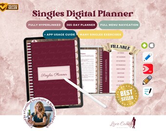Singles Digital 365 Day Annual Planner for Goodnotes, Notability, and More! Monthly Planner, Weekly Planner, and Hyperlinked.