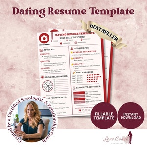 Dating Resume Template to Find Your Perfect Match Faster Gain Clarity. Fillable. Perfect Fun Gift image 1