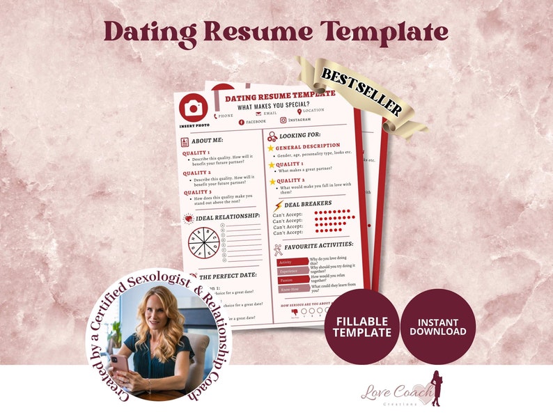 Dating Resume Template to Find Your Perfect Match Faster Gain Clarity. Fillable. Perfect Fun Gift image 1