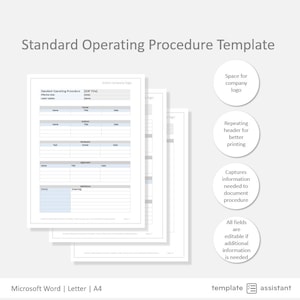 Standaard operating procedure template | | van zakelijke documenten Digitale download