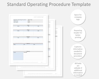 Standard Operating Procedure Template | Business Document | Digital Download