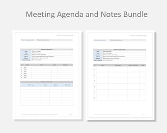 Meeting Agenda and Notes Bundle | Business Template | Digital Download