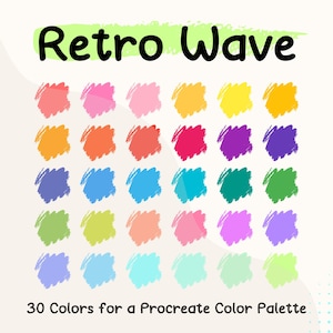 Retro Wave Procreate Color Palette Swatches, Color Palette HEX Codes, Color Palette Photoshop, Color Palette Card, 80&#39;s kid Color Swatches