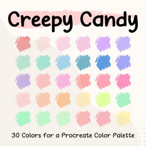 Creppy Candy Procreate Color Palette Swatches, Color Palette HEX Codes, Color Palette Photoshop, Color Palette Card, Spooky Color Swatches