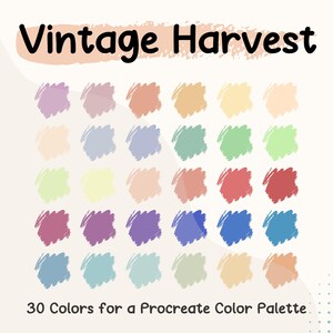 Vintage Harvest Procreate Color Palette Swatches, Color Palette HEX Codes, Color Palette Photoshop, Color Palette Card, Boho Color Swatches