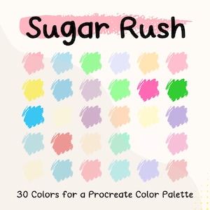 Sugar Rush Procreate Color Palette Swatches, Color Palette HEX Codes, Color Palette Photoshop, Color Palette Card, Candy Color Swatches