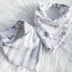 Reversible Floral & Stripes Dog Bandana: Tie and Snap