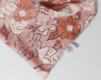 Floral Dog Bandana: Reversible Tie & Snap Pet Scarf