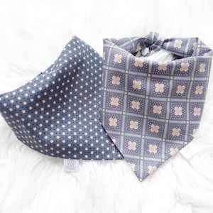Vintage Floral Reversible Dog Bandana: Tie and Snap