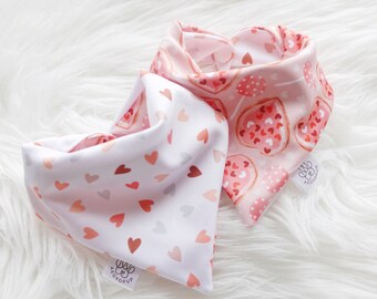 Reversible Valentine Hearts Pet Bandana: Tie and Snap Dog Cat Bib