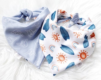 Reversible Surf Rainbow Dog Bandana: Tie and Snap Cat Bandana