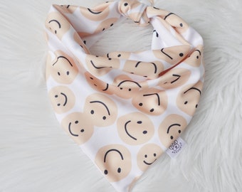 Smiley Face Dog Bandana: Reversible Tie and Snap Pet Bandana