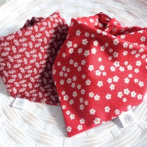 Red Floral Sakura Cherry Blossom, Spring, Reversible, Tie and Snap,  Cute Dog Cat Bandana | Aegyopup