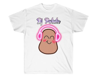 DJ Potate Logo Unisex Ultra Cotton Tee (Merch, Streamer, DJ, Potato, Headphones, Music, Novelty)