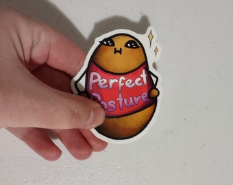 DJ Potate Perfect Posture/Posture Check Sticker 3" tall (Vinyl Sticker, Potato, Music, DJ, Meme, Laptop Decal, Twitch Streamer, Merch)