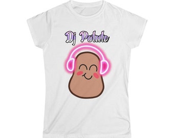 DJ Potate Logo Women's Softstyle Tee (Merch, Streamer, DJ, Potato, Headphones, Music, Novelty)