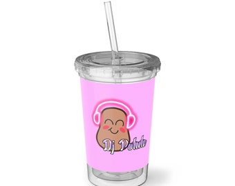 DJ Potate Logo Plastic Tumbler w/ Straw 20 oz (Streamer, Twitch, Cup, Travel, Novelty, Gift, Potato, Headphones, Music)