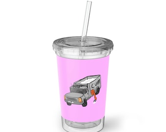 Truck DJ Potate Meme Plastic Tumbler w/ Straw 20 oz (NSFW, adult, funny, novelty, joke, gift, milk, streamer, twitch, 18+)