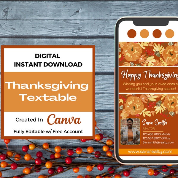 Textable Thanksgiving Digital Card for Real Estate Agents | Realtor Text Message Marketing
