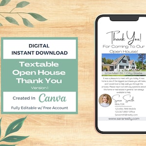 Realtor Editable Textable Thank You Open House Message | Real Estate Text Message Marketing Thank You  | Real Estate Marketing | Realtor |