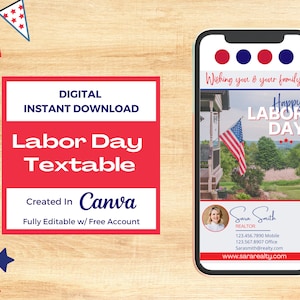 Realtor Editable Textable Labor Day | Real Estate Textable Labor Day | Real Estate Marketing | Realtor |