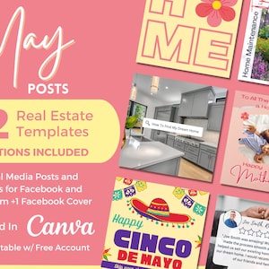 12 Realtor May Themed Social Media Templates WITH CAPTIONS | Real Estate Social Media Templates | Real Estate Marketing | Instagram Post