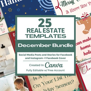 25 Realtor December Themed Social Media Templates | Real Estate Social Media Templates | Real Estate Marketing | Instagram Post Template |