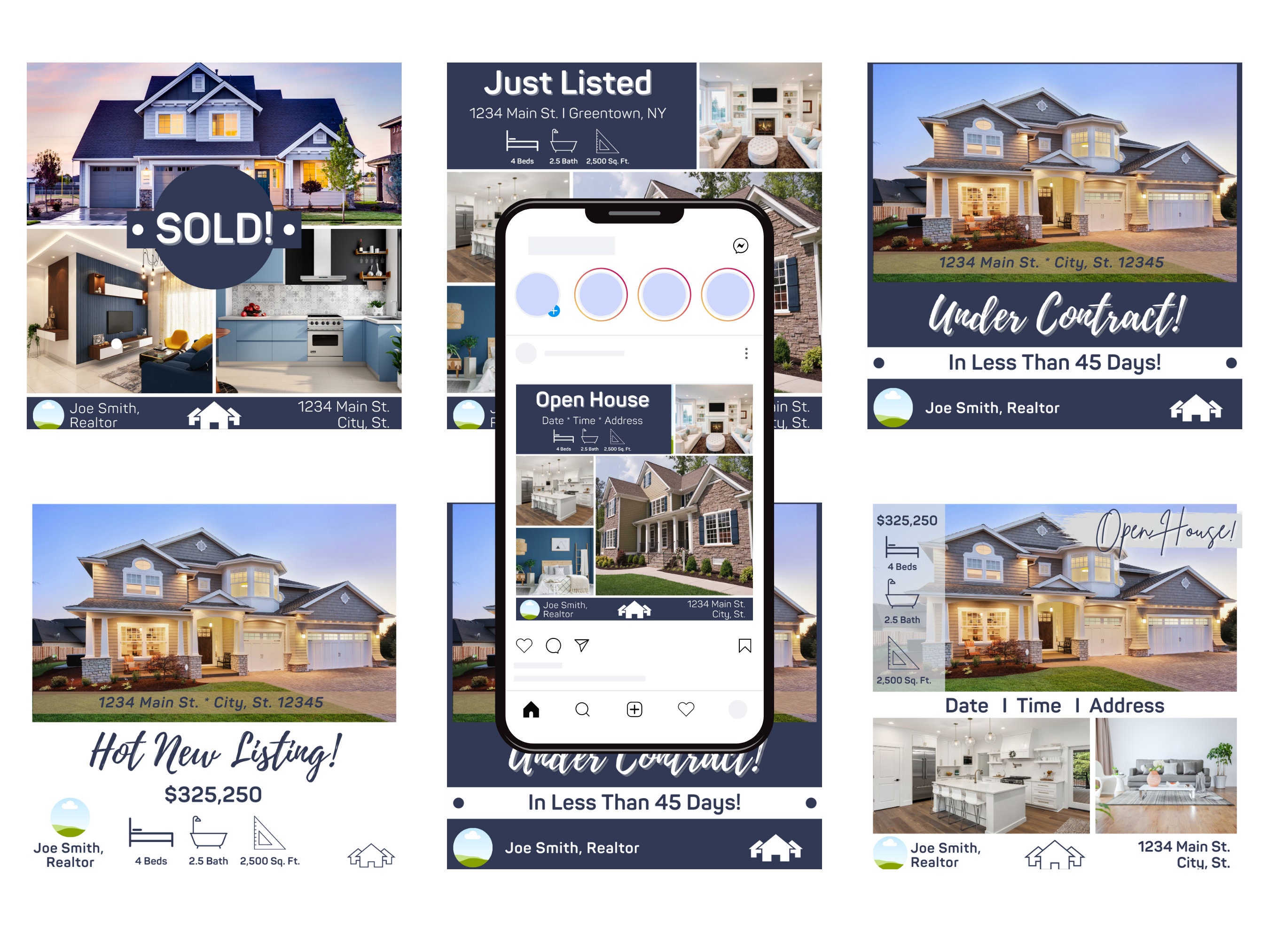 15 Open House Listings Just Sold Social Media Templates Real Estate ...