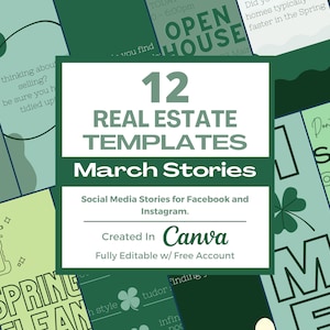 12 Realtor March Themed Social Media Story Templates| Real Estate Social Media Story Templates | Real Estate Marketing | Instagram Story |