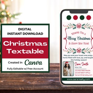 Bewerkbare tekst voor makelaar Vrolijk kerstfeest | Onroerend goed Textable vrolijk kerstfeest | Vastgoedmarketing | Sms-marketing voor makelaars |