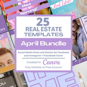 25 Realtor April Themed Social Media Templates | Real Estate Social Media Templates | Real Estate Marketing | Instagram Post Template |