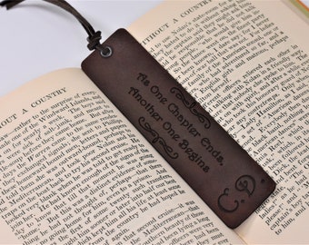 Custom Engraved Leather Bookmark with Personalized Message & Initials, Gift for Avid Reader, Birthday, Retirement or Graduation Present