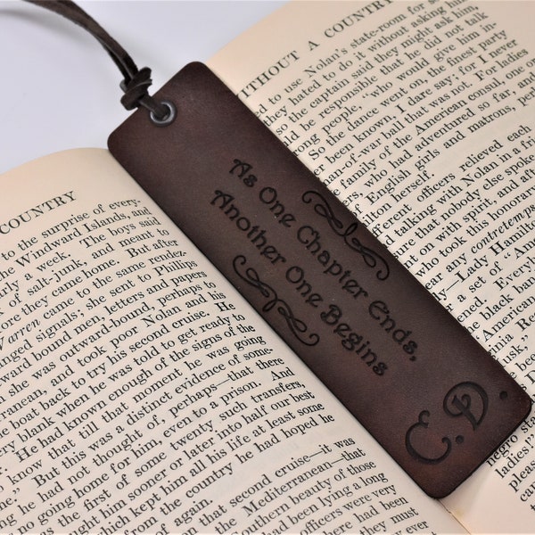 Custom Leather Engraved Bookmark, Personalized Message Initials, Gift for Avid Reader, Retirement or Graduation Present, Birthday Gift