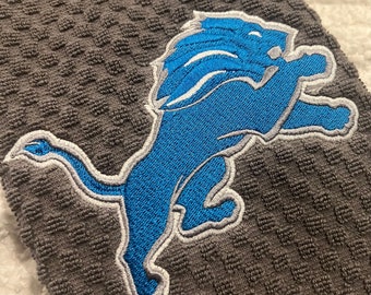 Detroit Lions Embroidered Towel, Honolulu Blue & Silver, Personalization Available, Gift for Michigan Football Fan, Football Present