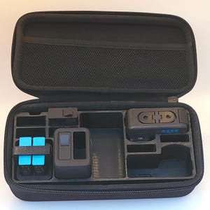 Case Insert for GoPro with New and Old Chargers | Two Cameras | Charge Batteries on the Go | AirTag Slot | PLA or PETG | The DoubleDouble