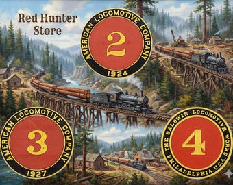 Steam Loco Spot Plate Fridge Magnets - Set of Three - Quincy Railroad No. 2, Robert Dollar No. 3, Clover Valley No. 4