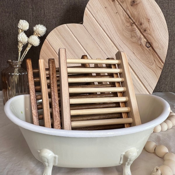 Bamboo Wood Soap Dish Tray, Wooden Soap, Holder Saver, Wood Soap Holder, Hand Craft Bathtub Shower Dish Accessories For Bathroom Soap