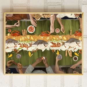 Filipino Art | Kamayan Feast | Filipino Food Art | Kain Tayo | Boodle Fight | Philippines Wall Art | Digital Download | Pinoy Art | Culture