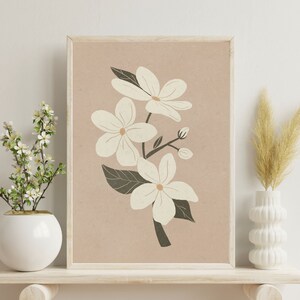 Sampaguita Kunst | Poster mit Pflanzenmotiv | Pflanzendruck | Geschenk Pflanzenliebhaber | philippinische Blume | Weißer Jasmin | Philippinen Wandkunst | Aquarell