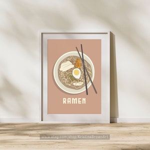 Impression ramen | Téléchargement numérique | Décoration de cuisine | rétro affiche japonaise d'art de ramen | Art mural tendance rose | Imprimable | Amateur de ramen