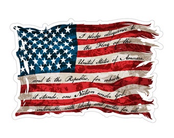 Distressed Flag Decal with Pledge