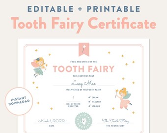 Editable Tooth Fairy Certificate & Receipt: Official Visit Letter (Digital Download)