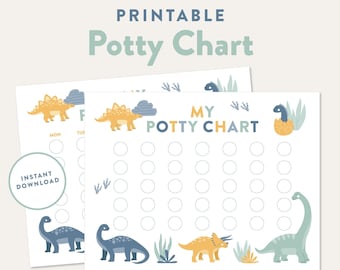 Dinosaur Potty Training Reward Chart for Kids / Toddlers (Digital Download)