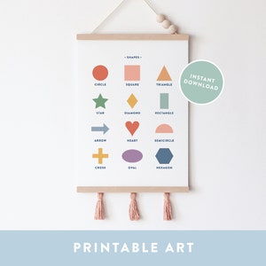 Shapes Educational Poster, Printable Wall Art, Playroom Wall Decor, Kids Room Art, Homeschool Printable, Classroom Decor, Digital Download